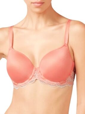 Wacoal Lace Affair Contour 853265 coral lightly lined underwire bra 34 D